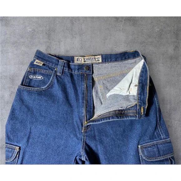 Culture Jeans Y2K Carpenter Denim 30x24.5 Dark Wash Baggy Skater Vintage Utility - Picture 7 of 8